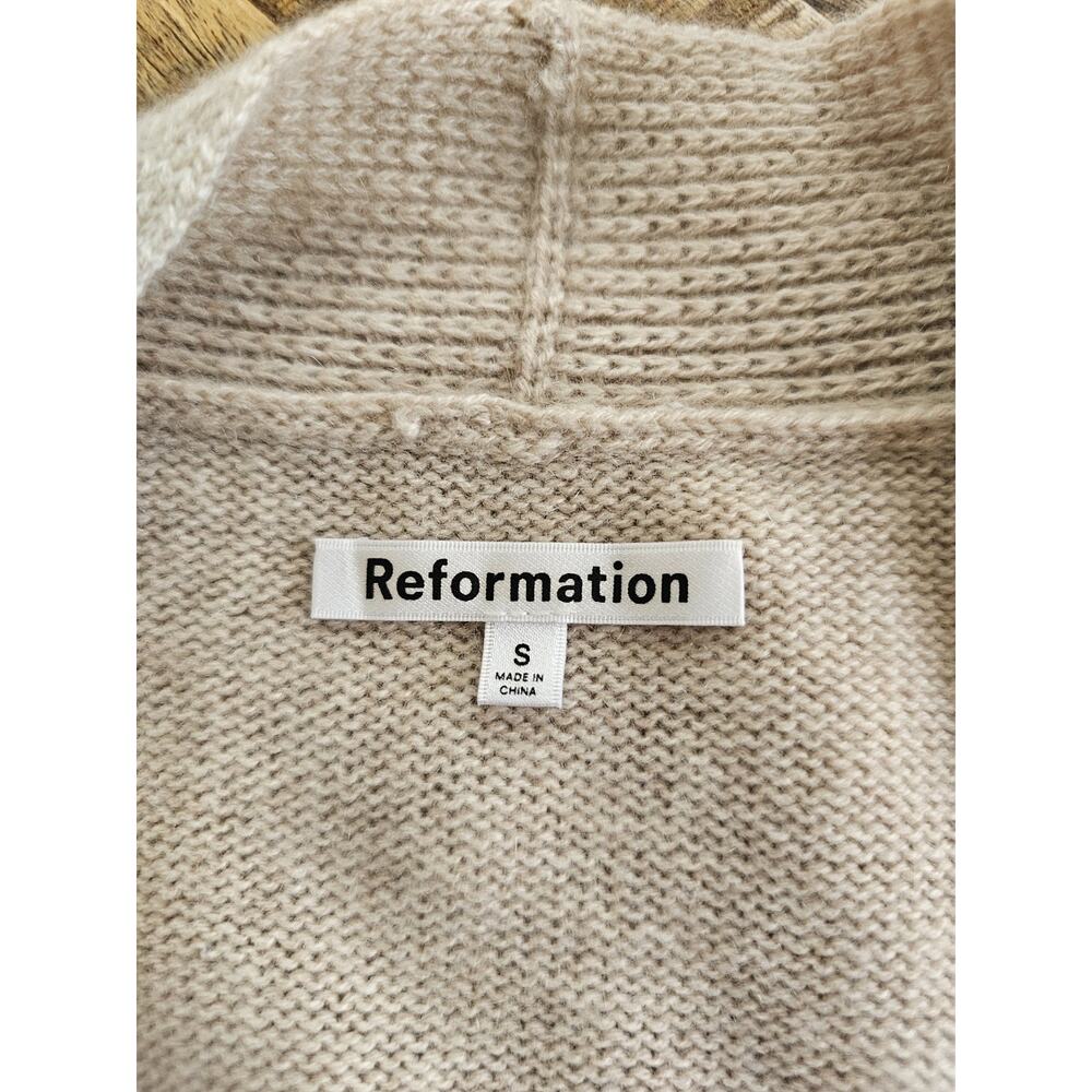 Reformation Bri Cashmere Long Open Front Cardigan Oatmeal Sz Small Tan Designer - Picture 10 of 14